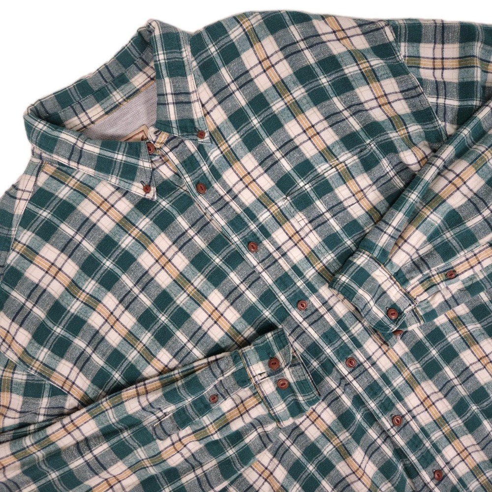 VTG Woolrich Rugged Outerwear Lined Flannel Shacket Mens 2XL Green Cotton Plaid